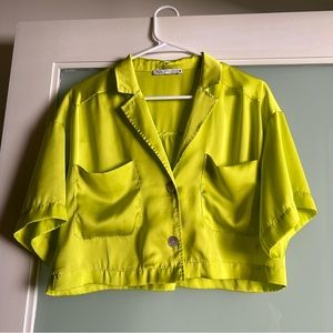 Silky collared crop top